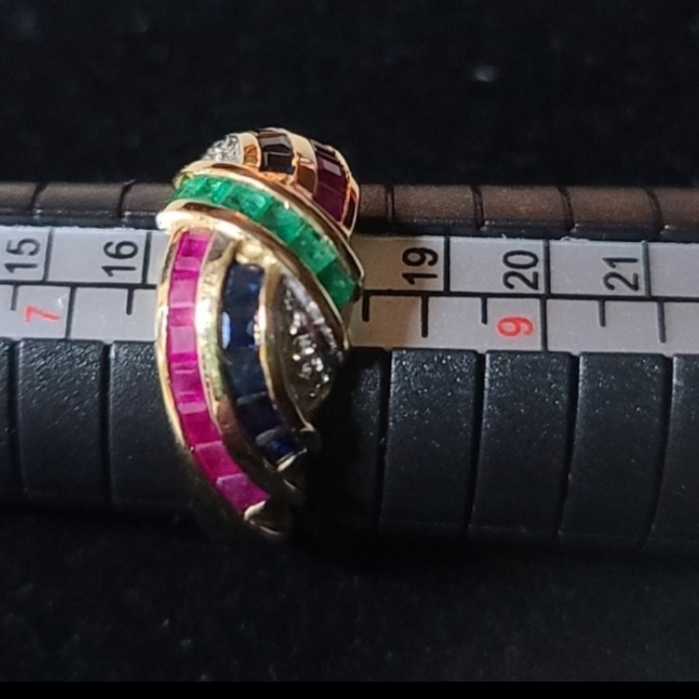 14kt-10kt YG Emerald, Sapphire, Ruby ring FIRM $$ - Picture 6 of 8